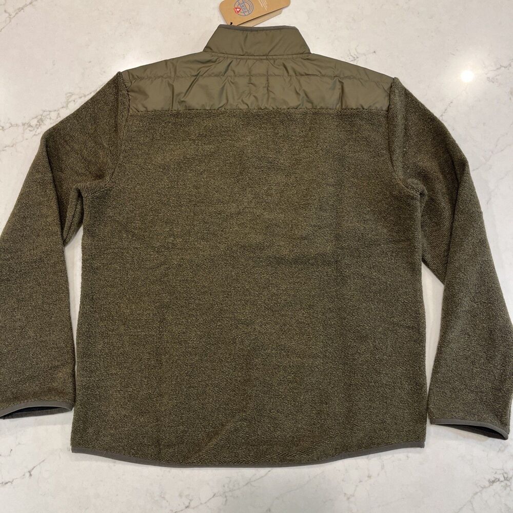 prAna NEW Mens XL Fleece 1/2 Zip Quilted Pullover Jacket Wool Blend Slate Green - Picture 2 of 15
